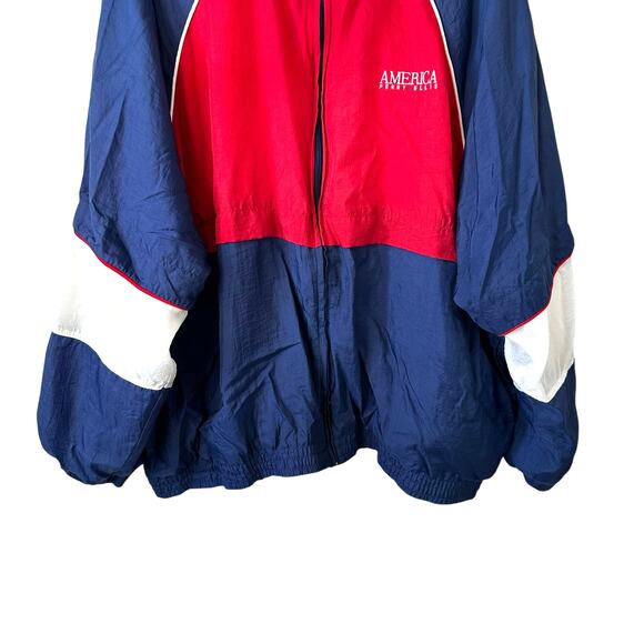 VTG Perry Ellis AMERICA Men's Full Zip Colorblock Windbreaker Jacket Red Blue 2X - Picture 5 of 10